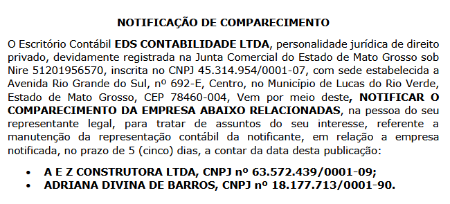 Solicitação de Comparecimento